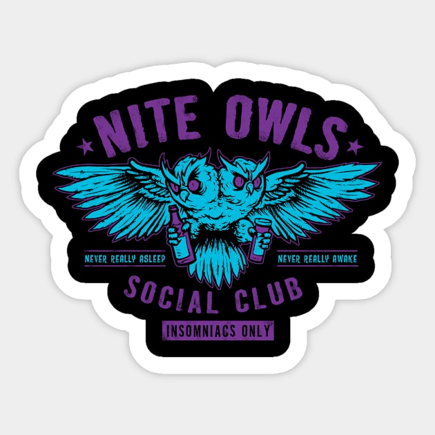 Nite owls Social club Sticker by heartattackjack